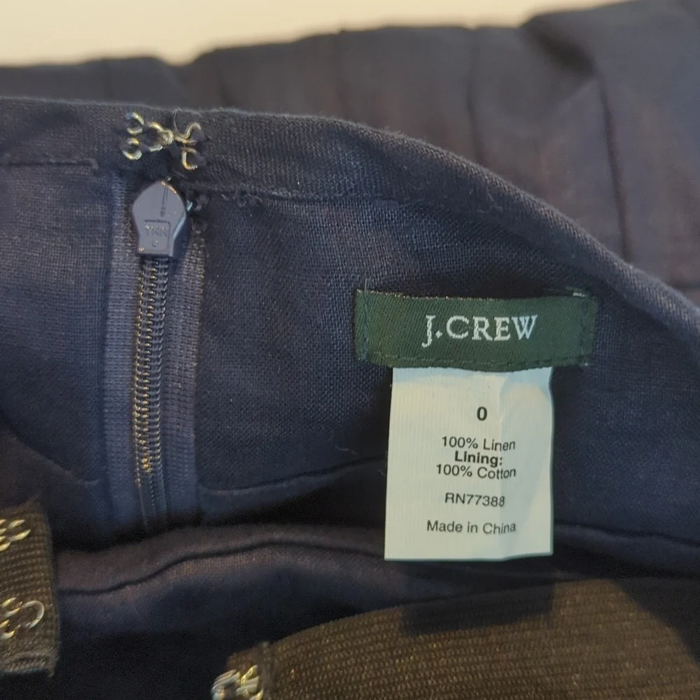 Jcrew strapless linen dress baby blue size 0 women's navy blue